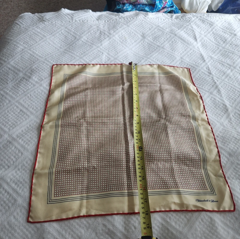 Turnbull & Asser Silk Scarf with Red and Cream Pattern